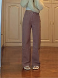 Women Pink Jeans High Waist Vintage Straight Baggy Pants Streetwear Korean Version Style Fashion Wide Leg Denim Mopping