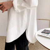 Long Sleeve Cotton White Blouse Women 2023 Plus Size Loose Women Shirt Blouse Casual Office Lady Button Shirt Tops