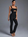 Out Bandage Jumpsuit Black Bodycon Jumpsuit Evening Party Elegant Sexy Birthday Club Outfit 2022 Summer New