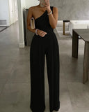 New Summer Party Wear Clothes Women's Sexy Studded Cutout Ruched Wide Leg Jumpsuit Casual Sleeveless Long