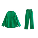 Women Pants Suit Spring Casual Solid Suit Female Long Sleeve Shirt Tops & Trousers Two Piece Sets New