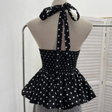 Want To Show The Back Hanging Neck Tie With Wave Point Sling Vest Skirt Sleeveless Doll Shirt Short Top