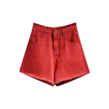 Women Denim Distressed Vintage Retro College Large Size Ulzzang High Waist Summer Trouser Slim Daily Femme Zipper