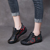 Style Retro Hand Leather Single Shoes Autumn Head Cowhise With Flat Base Soft-Soled Women's Shoes Low
