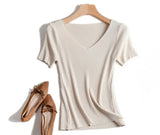 knitted Short Sleeve knitted Sweater Women Spring Summer Slim Basic Solid Casual Base Female knitting shirts 2021