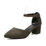 Pumps for Women Buckle Ankle Strap Red Bottom Heels Woman Leather Party Office Dress Shoes Plus