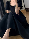 Black Midi Dresses for Women New 2023 Elegant Party Fashion Slim A-line Female Clothes Birthday Evening Vintage Chic