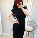 Women Summer One Piece White Midi T-Shirt Dress Bodycon Female 2022 Fashion Clothes