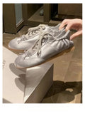 For A Girl Bow To Ballet Training Shoes Women 2025 Summer New Sports Casual Shoes Retro Silk Small White