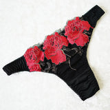 Japanese Women Panties Heavy Embroidery Floral Thongs Tanga Underwear Sexy Lingerie Seamless and G
