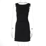 White Open Back Solid Mini Dress-Outfit