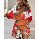Explosion Autumn Bat Sleeve V Under The Collar Irregular Dress Women's