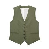 Women's 2025 Spring New Fashioned Colored Flax-Blend Vest + Shorts