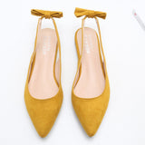 Pointed-Toe Back Sandals A- line Elastic Band Back Bow Flat