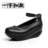 Head Shallow Mouth National Wind Shake Shoes Slope And Waterproof Table Women's Shoes Thick-Soled Loose Pastry Shoes Magic Stick Comfortable Single