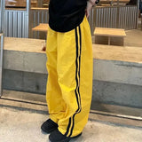 Y2K Striped Sweatpants Women Oversized Cargo Pants Streetwear Baggy Wide Leg Joggers Bf Hip Hop Casual Sports Trousers