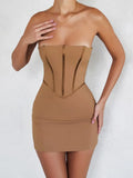 Sexy Strapless Backless Mini Dress For Women Robe Summer New Fashion Sleeveless Bodycon Club Party Dress