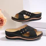 And Flat Bottom Casual Slippers Women 2025 Cross With Solid Color Large Size Shoes