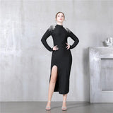 Dress Women Summer Autumn Winter Long Sleeve Beading Backless Maxi Dress Elegant Sexy Party Club