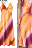 Printed Slip Long Dress Women Satin Backless Dress Woman Camisole Sexy Summer Dresses Woman 2023 Evening Party