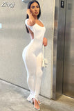 2023 Sexy Women Summer Fashion Jumpsuits Solid Color Short Sleeve Long Flare Pants Rompers Backless Slim Fit
