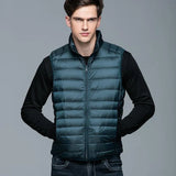 New Winter Men Down Vest Ultra Light 90% White Duck Down Outwear Sleeveless Warm Slim WaistCoat Black Wine