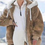 new autumn and winter loose plush zipper hooded jacket