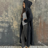 Sweater Coat Cardigan Women Plus Size Solid Color Long Sleeve Braid Knit Cardigan Hooded Overcoat Loose Ladies
