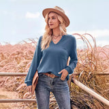 / Winter Fashion Women's Wear 2025 New Solid Color V-Neck Casual Slim Long Sleeve With Pocket
