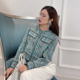 Tweed Coat for Women Temperament Long Sleeve Slim-Fit Jacket Crop Tops 2021 Autumn Winter New Women Fashion