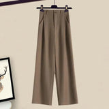 Women Pants Sets Summer Casual Striped Knitted Vest+long Sleeve Sunscreen+wide Leg Long Pant 3 Pieces Set Women Outfits