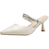 Sandals Fine Heel 2025 Spring And Summer New Word With Pointed High Heels Water Drill High Heel Slippers