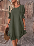 Zingj New Round Collar Casual In The Loose Dress Women's Dress-Outfit