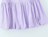 Buttoned Puff Ruched Mini Dress-Outfit