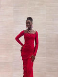 Spring And Summer New Folding Personality Twist Rope Decoration Collar Long Sleeve Long Sleeve Long Dress