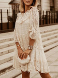 Dress Women Summer Mini A-Line White Dress Ladies Boho A-Line Beach Elegant Dress Fashion Hollow Loose Vestido De