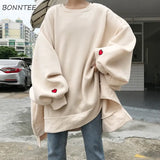 Women 2020 Harajuku Large Size Trendy Solid O-neck Womens Pullover Students Long Style Full Sleeve Ladies