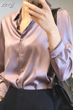 Sleeve Satin Blouse Women 2023 Solid Office Button Silk Shirt Woman Casual Loose Fashion Blouses Women Elegant Blusas