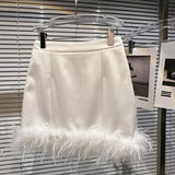 2022 Summer New Collection High Waist Feathers Design Short Mini Skirt Women