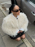 Women's ZA Explosion Autumn And Winter New Artificial Fur Effect Collared Long-Sleeved