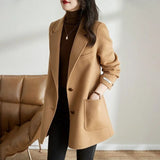 Fashion Autumn and Winter Elegant Temperament Fashion Slim Chic Formal Office Double-sided Cashmere Tweed Female