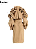 Spring Autumn Long Black Khaki Trench Coat for Women Belt Elegant Chic Stylish Luxury Designer Clothes Runway
