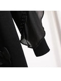 Winter Knitted Sweater Dress For Women Korean Casual High Quality Temperament Ruffles Patchwork Flower Dress 4XL