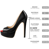 Onlymaker Women's Peep Toe Pumps Platform Fashion Spike Pumps Extremely High Heel Party Wedding Slip On Shoes Big Size