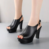 Korean Version Of Spring And Autumn Fish Mouth With Sandals Women's High Heel Waterproof Table Thick-Soled Cool High Heels Size Work