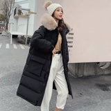 Winter Loose Windbreak Long Coat Women Real Natural Fur Hooded Jacket 90% White Duck Down Coat Thick Warm Snow