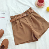 Office Lady 2022 Spring Women Shorts Solid Suits Shorts With Sashes Female With Pockets Casual Shorts Korean