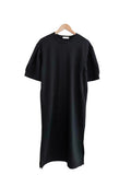 Zingj Chic Summer Sweet Age Reduction Round Collar Side Open Fork Loose Casual Long Bubble Sleeve Hoodie Dress