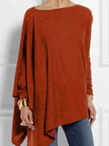 Sleeve Irregular Solid Color Pullover T-shirt Casual