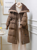 Jacket for Women Retro British Style Large Lapel Loose Casual Warm Long Coat Thicken Slim Waist Fashion Female